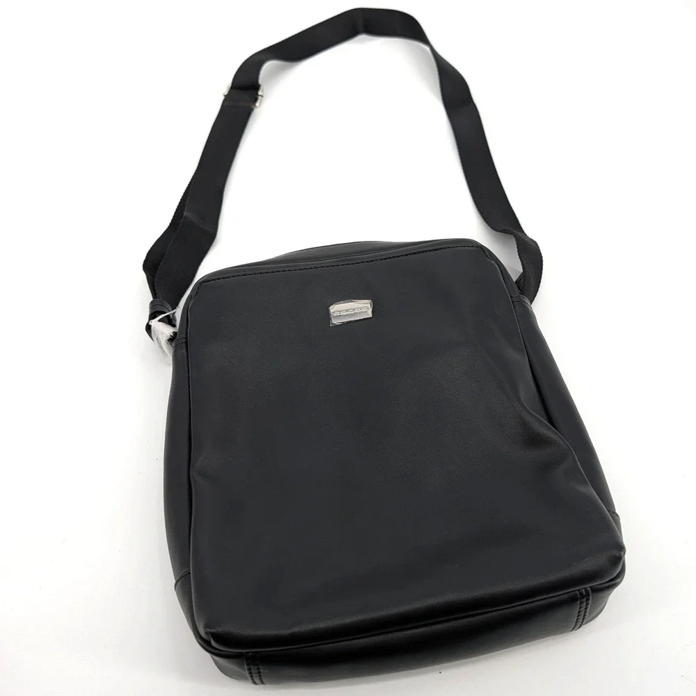 Cross Black Leather Crossbody Bag Messenger Adjustable Strap Silver Logo NWOT